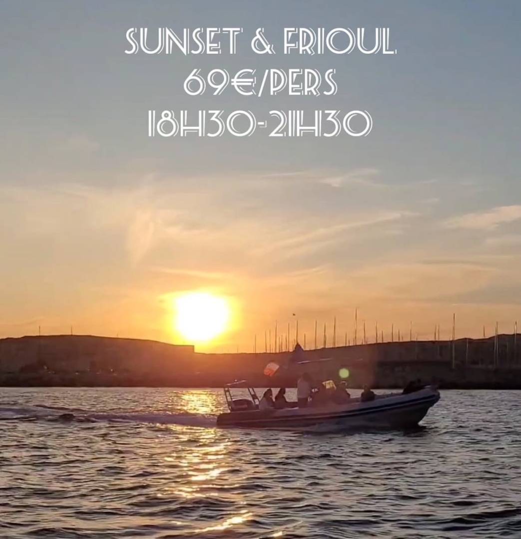 Excursion guidée avec skipper en  soirée  pour admirer le Sunset   vers le Frioul